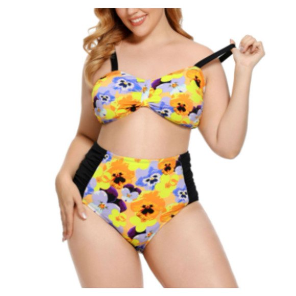 Plus Size Women Bikini Floral Printed Swimsuit beach wear - Picture 7 of 12